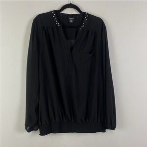 Torrid Black Sheer Top with Accents
